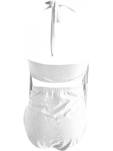 Bottoms Women Plus Size Two Piece Tassels Bikini Monokini Swimwear Beach Bathing Suit - White - CZ18SMM8XZ5 $19.53