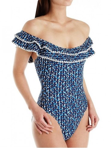 One-Pieces Women's Flounce Over The Shoulder Sexy One Piece Swimsuit - Multi - C9186E9IQXW $59.02
