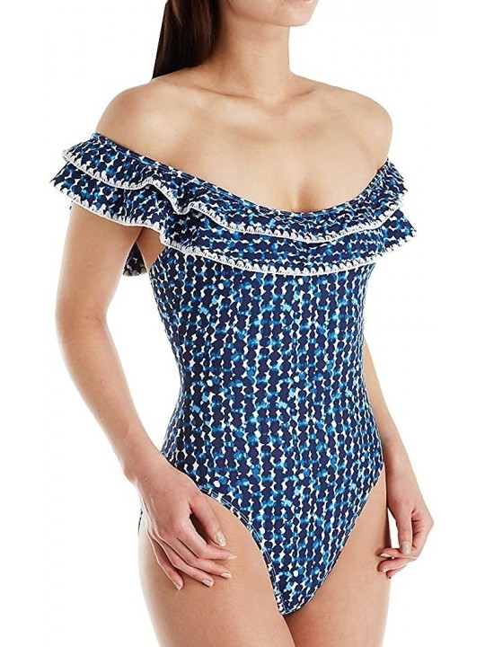 One-Pieces Women's Flounce Over The Shoulder Sexy One Piece Swimsuit - Multi - C9186E9IQXW $37.77
