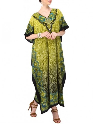Cover-Ups Ladies Kaftans Kimono Maxi Style Dresses Suiting Teens to Adult Women in Regular to Plus Size - 101-green - CV12MZK...