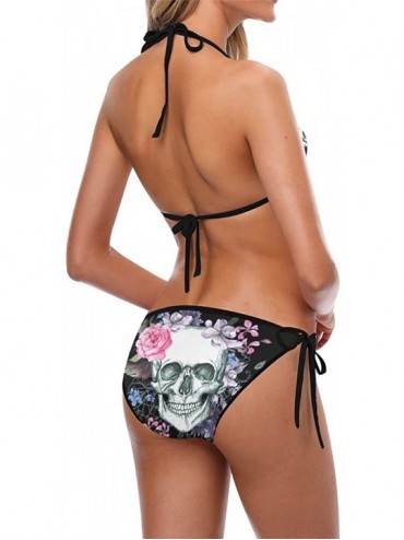 Sets Floral Sugar Skull Two Piece Bikini Swimsuit Swimwear for Women Girls Beachwear(S-5XL) - Multi 7 - CD18G3UMDQE $31.79
