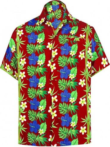 Cover-Ups Men's Hibiscus Flower Front Pocket Short Sleeve Hawaiian Shirt Women Casual Dress Maxi Kimono Cardigan Work from Ho...