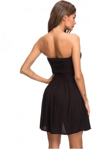 Cover-Ups Women's Sleeveless Beach Mini Dress Summer Sexy Tube Top Dress - Black - CN190Z9NECI $16.76