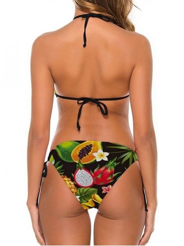 Sets Women's Fashion Elegant Inspired Swimsuit Bikini Set Beach Holiday - Tropical Fruit Pineapple Papaya Banana Dragon Fruit...