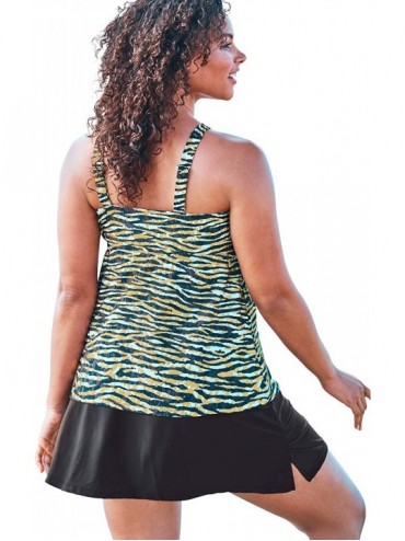 Tankinis Women's Plus Size Crossover Tankini Top - Graphic Zebra Foil (2326) - C0195SIWM6E $43.11