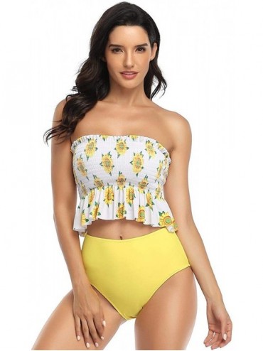 Sets Bikini Swimsuit for Women High Waisted Swimsuits Two Piece Tankini Bathing Suits - Sunflower - C31908U3KWD $35.62