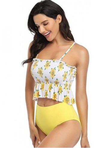 Sets Bikini Swimsuit for Women High Waisted Swimsuits Two Piece Tankini Bathing Suits - Sunflower - C31908U3KWD $21.56