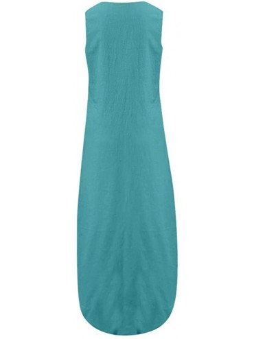 One-Pieces Women Sleeveless V-Neck Printed Maxi Dress Vestido Split Hem Baggy Kaftan Long Dress - A-green - CC18S8S47TC $26.62