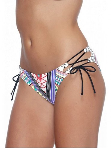 Bottoms Women's Ego Tie Side Mia Mid Coverage Bikini Bottom - Black - CG12NYU8TJW $24.75