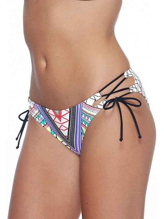 Bottoms Women's Ego Tie Side Mia Mid Coverage Bikini Bottom - Black - CG12NYU8TJW $24.75