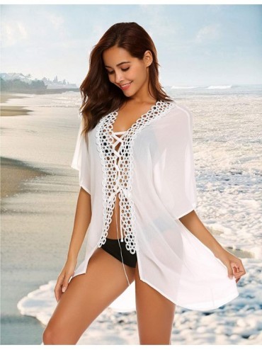 Cover-Ups Women's Summer Swimsuit Bikini Beach Swimwear Cover up Blouse - White - CD18DXR8LU9 $7.44