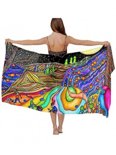 Cover-Ups Women Fashion Shawl Wrap Summer Vacation Beach Towels Swimsuit Cover Up - Magical Psychedelic Trippy Art - CR190HKE...
