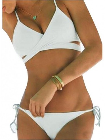 Sets Women's Push Up Padded Bra Bandage Bikini Set Swimsuit Bathing Suit - White - C8189LEQZN7 $19.36