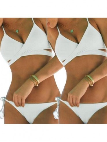 Sets Women's Push Up Padded Bra Bandage Bikini Set Swimsuit Bathing Suit - White - C8189LEQZN7 $11.21