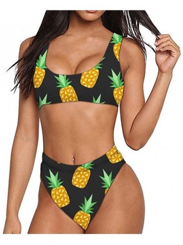Sets Women Printed Two Pieces High Waisted Cheeky Bikini Sets Low Scoop Crop Swimsuit - Pattern-4 - CY194XCD5OL $43.34
