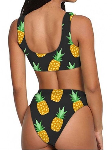 Sets Women Printed Two Pieces High Waisted Cheeky Bikini Sets Low Scoop Crop Swimsuit - Pattern-4 - CY194XCD5OL $19.59