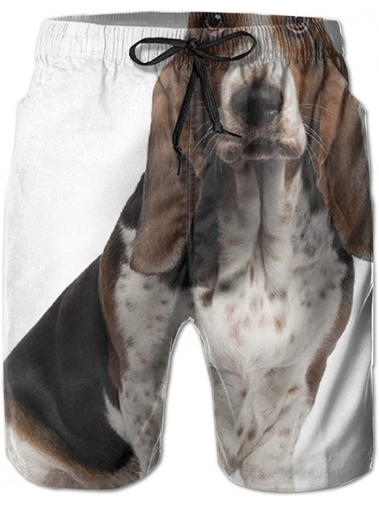 Board Shorts Men's Board Shorts- Quick Dry Swimwear Beach Holiday Party Bathing Suits - Basset Hound Dog White - C7190X7OETS ...