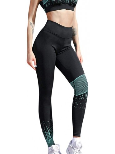Bottoms Yoga Pants for Womens- Running Sport Gym Stretch Workout Hight Waist Snowflake Print Legging Trousers - Green2 - C918...