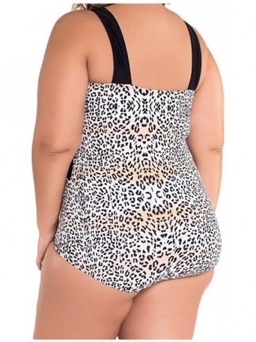 Tankinis Women's Black White Polka Dot One Piece Swimdress Padded Plus Size Halter Skirted Swimsuit - Black - C8184YMQ306 $32.36