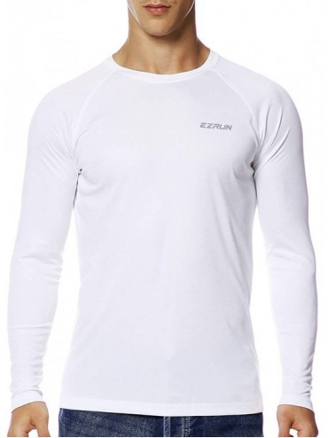 Rash Guards Mens Sun Protection Swim Shirt Lightweight UV Sun Shirts Quick Dry UPF 50+ Fishing Shirts - Long Sleeve-white - C...