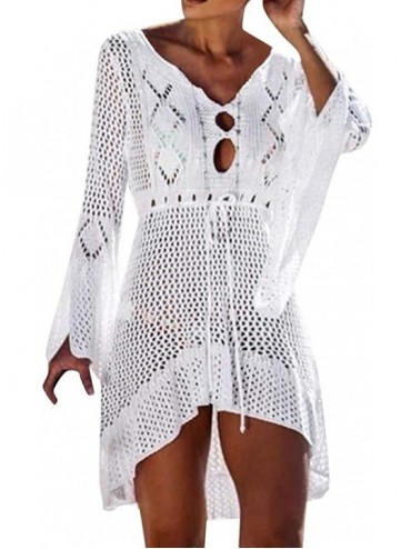 Cover-Ups Women Summer Swimsuit Bikini Beach Swimwear Cover up Pool Crochet Dress - White - CR18RT5TQ7H $38.54