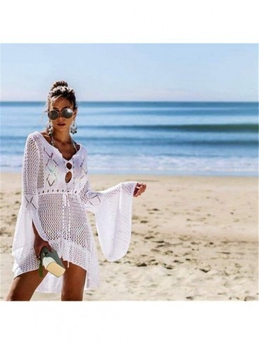 Cover-Ups Women Summer Swimsuit Bikini Beach Swimwear Cover up Pool Crochet Dress - White - CR18RT5TQ7H $25.34