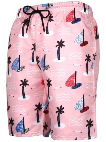 Board Shorts Men's Casual Print Swim Trunks Quick Dry Beach Summer Boardshorts - Pink - C418QX5Y53I $24.67