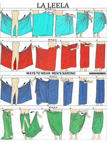 Cover-Ups Men's Full Beach Sarong Pareo Swimwear Cover Ups Wrap Lungi Vacation A - Blue_r703 - CV12NA9RHIJ $15.76