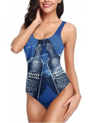 One-Pieces Women's Bud Light High Cut Low Back One Piece Swimwear Bathing Suits - Bud Light5 - CO197H0YLH4 $29.25