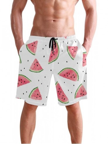Board Shorts Men's Beach Shorts Abstract Fruit Watermelon Paint Swim Trunks Beachwear Board Shorts Swimwear Bathing Suits - C...