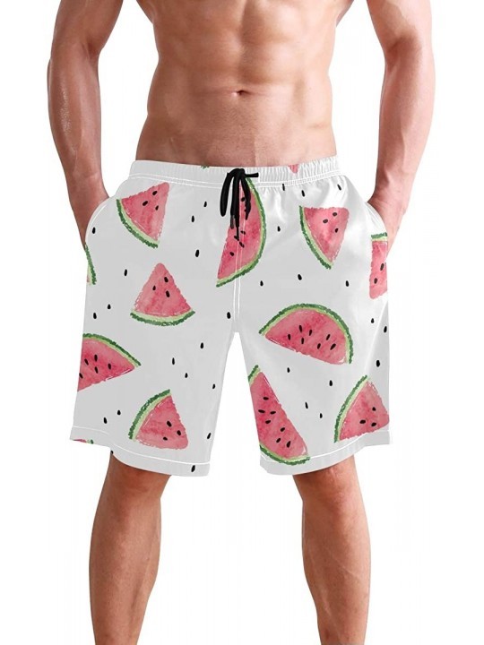 Board Shorts Men's Beach Shorts Abstract Fruit Watermelon Paint Swim Trunks Beachwear Board Shorts Swimwear Bathing Suits - C...