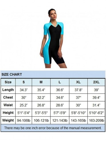 One-Pieces Swimsuit for Women One Piece Short-Sleeve Surfing Suit Sun Protection - Lightblue - CP126G8SBGL $22.56
