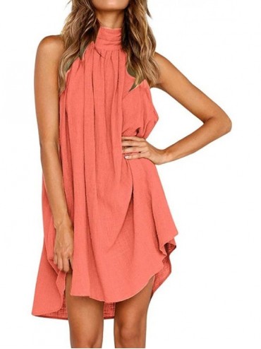 Racing Dress Womens Solid Color Holiday Irregular Dress Ladies Beach Party Dress - A Pink - CR18U25DT0Q $24.28