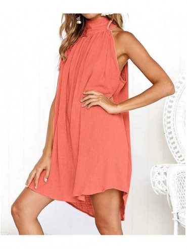 Racing Dress Womens Solid Color Holiday Irregular Dress Ladies Beach Party Dress - A Pink - CR18U25DT0Q $15.09