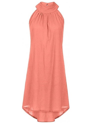 Racing Dress Womens Solid Color Holiday Irregular Dress Ladies Beach Party Dress - A Pink - CR18U25DT0Q $15.09