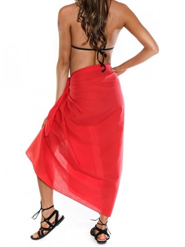 Cover-Ups Womens Cotton Sarong in Your Choice of Colors - Red Cotton - CB12KTRXRBJ $13.55
