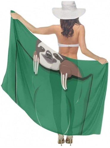 Cover-Ups Women Chiffon Scarf Summer Beach Wrap Skirt Swimwear Bikini Cover-up - Green Sloths - CL1908NESN9 $26.44