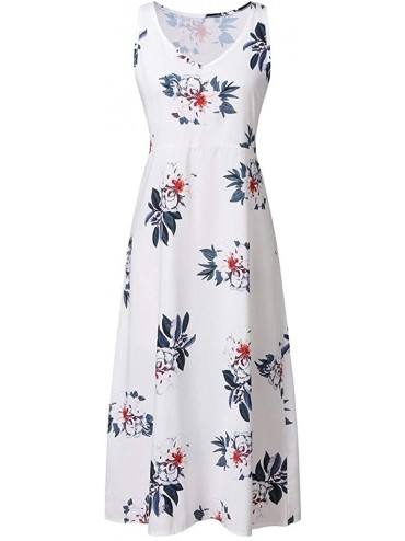 One-Pieces Cami Tank Dresses for Women Elegant Summer V Neck Floral Maxi Dress Sleeveless Long Dresses Beach Sundress - CM190...