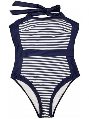 One-Pieces Swimsuits for Women One Piece Ruched Swimming Stripe Print Bathing Suits Sexy Swimwear Monokini Beachwear - White ...