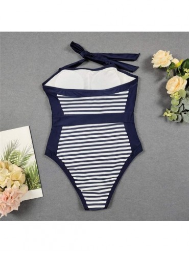 One-Pieces Swimsuits for Women One Piece Ruched Swimming Stripe Print Bathing Suits Sexy Swimwear Monokini Beachwear - White ...
