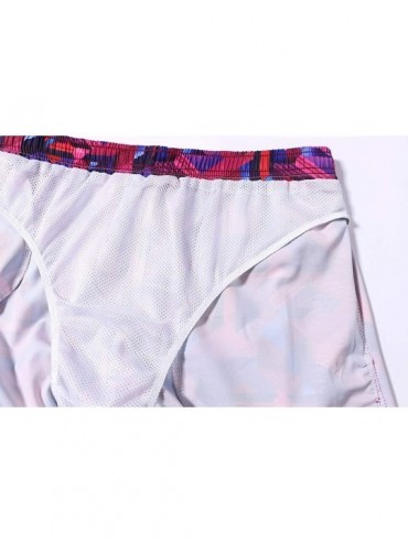 Trunks Men's Swim Trunks Quick Dry Beach Shorts with Pockets - Red Geometry - CG18IK4990H $13.72