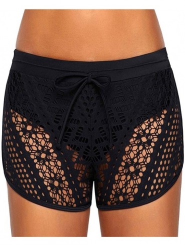Racing Women's Lace Crochet Skirted Bikini Bottom Swimsuit Short Skort Swim Skirt Bathing Beachwear - Black-1 - CF196OU0YI5 $...