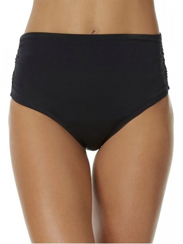 Bottoms Womens Color Blast Hi Waist Shirred Swimsuit Bottom - Black - C717Y4A38SA $43.76