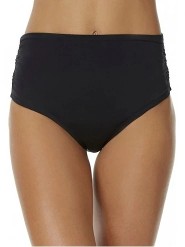 Bottoms Womens Color Blast Hi Waist Shirred Swimsuit Bottom - Black - C717Y4A38SA $41.51