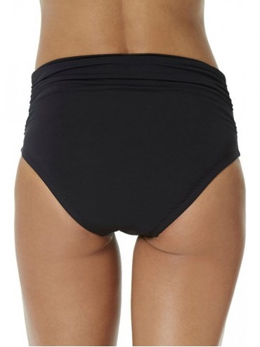Bottoms Womens Color Blast Hi Waist Shirred Swimsuit Bottom - Black - C717Y4A38SA $48.25