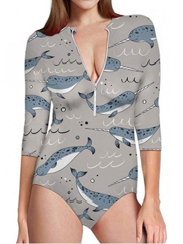 One-Pieces Cartoon Animal Floras Women's One Piece Rash Guard UV Protection Printed Surfing Swimsuit Swimwear Bathing Suit Na...