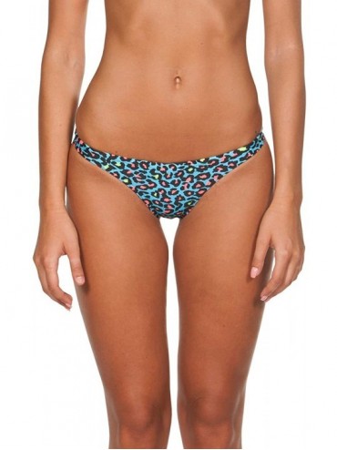 Tankinis Women's Rule Breaker Free Brief MaxLife Bikini Bottom - Turquoise Leopard - C018UQZO57L $40.05