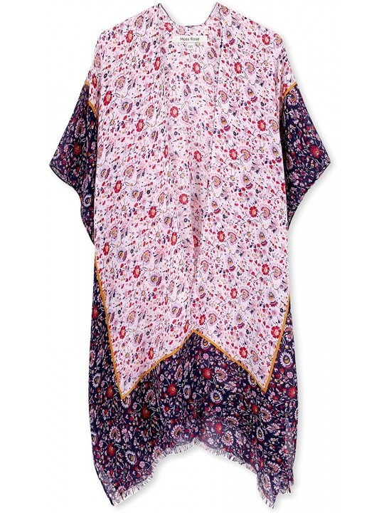Cover-Ups Women's Beach Cover up Swimsuit Kimono Cardigan with Bohemian Floral Print - B Snow Floral - C5197NIK8SE $26.96