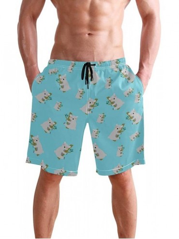 Trunks Pink Tropical Forest Flamingo Men's Swim Trunks Beach Shorts with Pockets - Three Toed Sloth on Green Branch - CW18QHS...