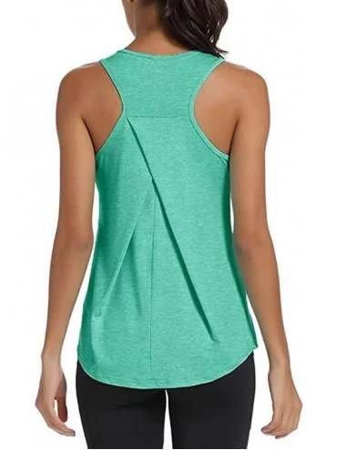 Rash Guards Workout Tank Tops for Women Gym Exercise Athletic Yoga Tops Racerback Sports Shirts - Green - CJ196UOC2D6 $27.44